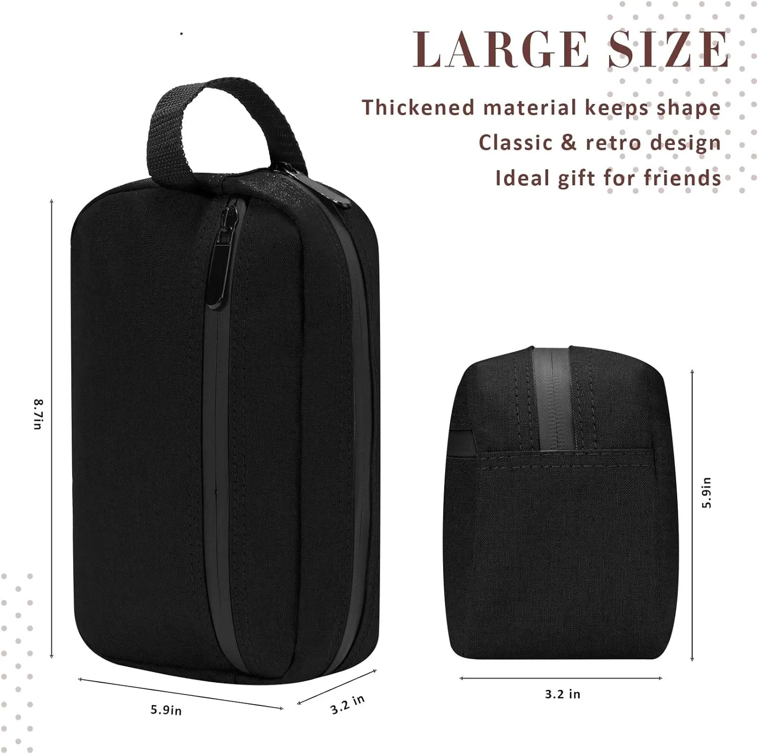 Hillban 9 Pcs Portable Toiletry Bag for Men Water Resistant Shaving Bag Foldable Cosmetic Bag Travel Bag for Toiletries Hanging Storage Shower Bag wedding groomsmen gifts(Black)