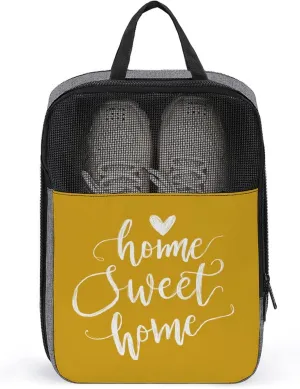 Home Sweet Home Text on Yellow Shoe Bag for Travel Daily Use Anti-dust Storage Carrier Golf Shoe Pouch