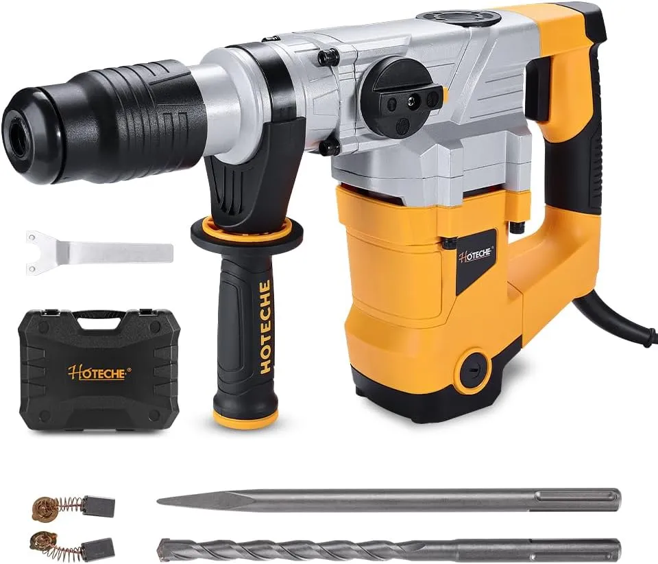 Hoteche 1-9/16-Inch SDS Max Rotary Hammer Drill - 12.5A 3 Funtions Heavy Duty Demolition Hammer for Concrete Drilling with Drill Bit, Chisel and Carrying Case