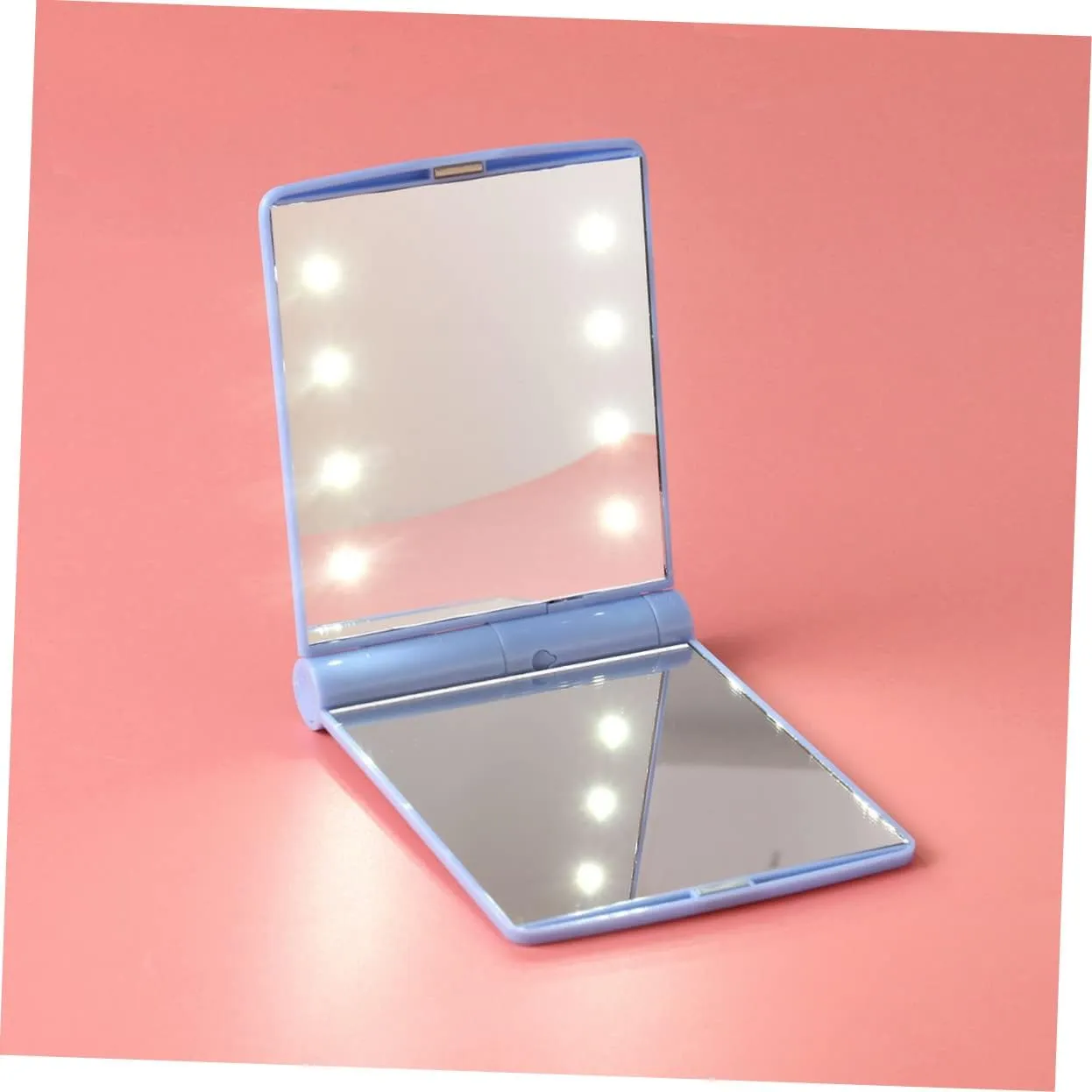 Housoutil 3pcs Led Lighted Makeup Mirror Portable Compact Led Folding Cosmetic Mirror for Travel Bathroom and Daily Use Rotation Design Bright Reflection