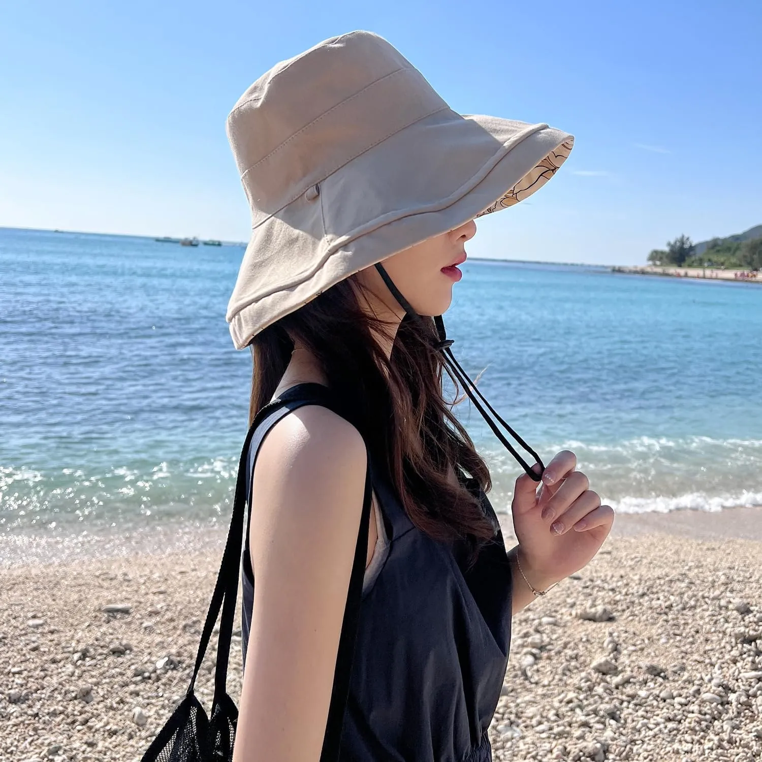 HUAMULAN Women Summer Sun Hat Wide Brim Wired Edge Floral Beach Bucket Hats Reversible Foldable Travel UV Protection Lady Hat