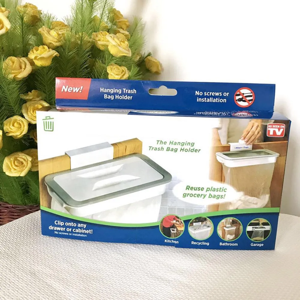HULIANFU Portable Plastic Garbage Hanging Bag Kitchen Trash Storage Rack Bag Hook Scouring Pad Dry Shelf Holder Kitchen Organzier