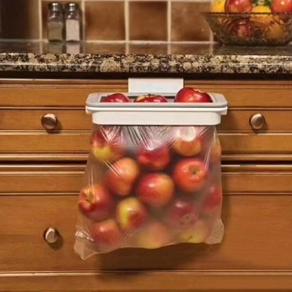 HULIANFU Portable Plastic Garbage Hanging Bag Kitchen Trash Storage Rack Bag Hook Scouring Pad Dry Shelf Holder Kitchen Organzier