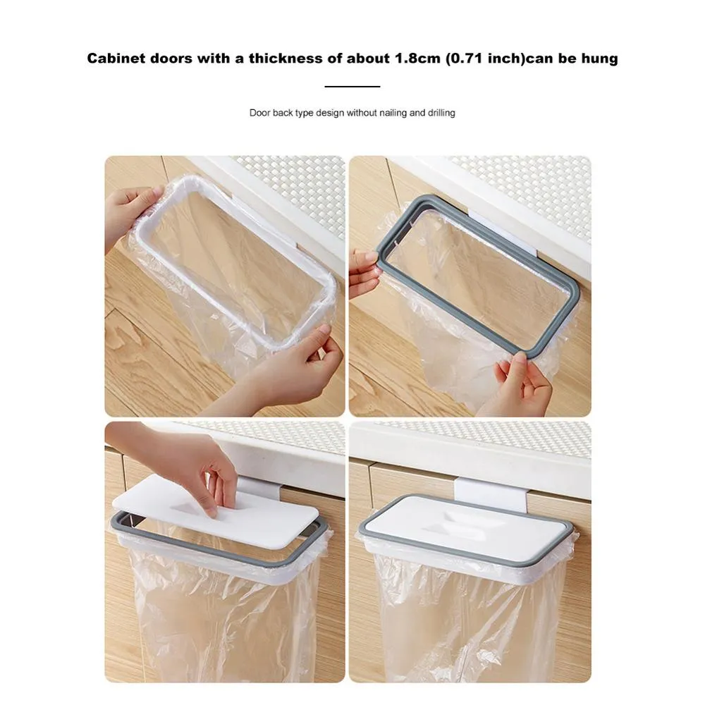HULIANFU Portable Plastic Garbage Hanging Bag Kitchen Trash Storage Rack Bag Hook Scouring Pad Dry Shelf Holder Kitchen Organzier