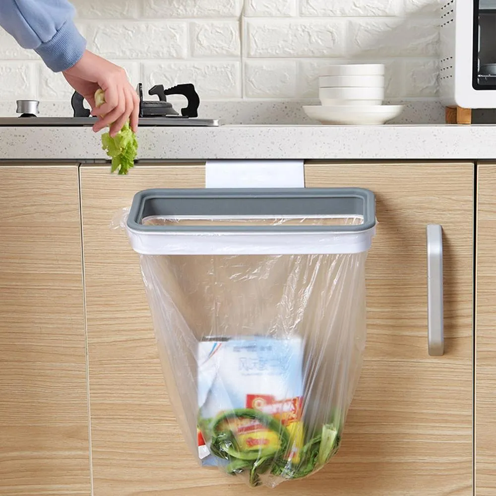 HULIANFU Portable Plastic Garbage Hanging Bag Kitchen Trash Storage Rack Bag Hook Scouring Pad Dry Shelf Holder Kitchen Organzier
