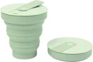 HuNu Collapsible Coffee Cup with Lid - Reusable & Microwave Safe Silicone Collapsible Cup, Foldable Cup, Portable Coffee Travel Mug/Camping Cup (12OZ, Sage Green)*Straw Sold Separately*