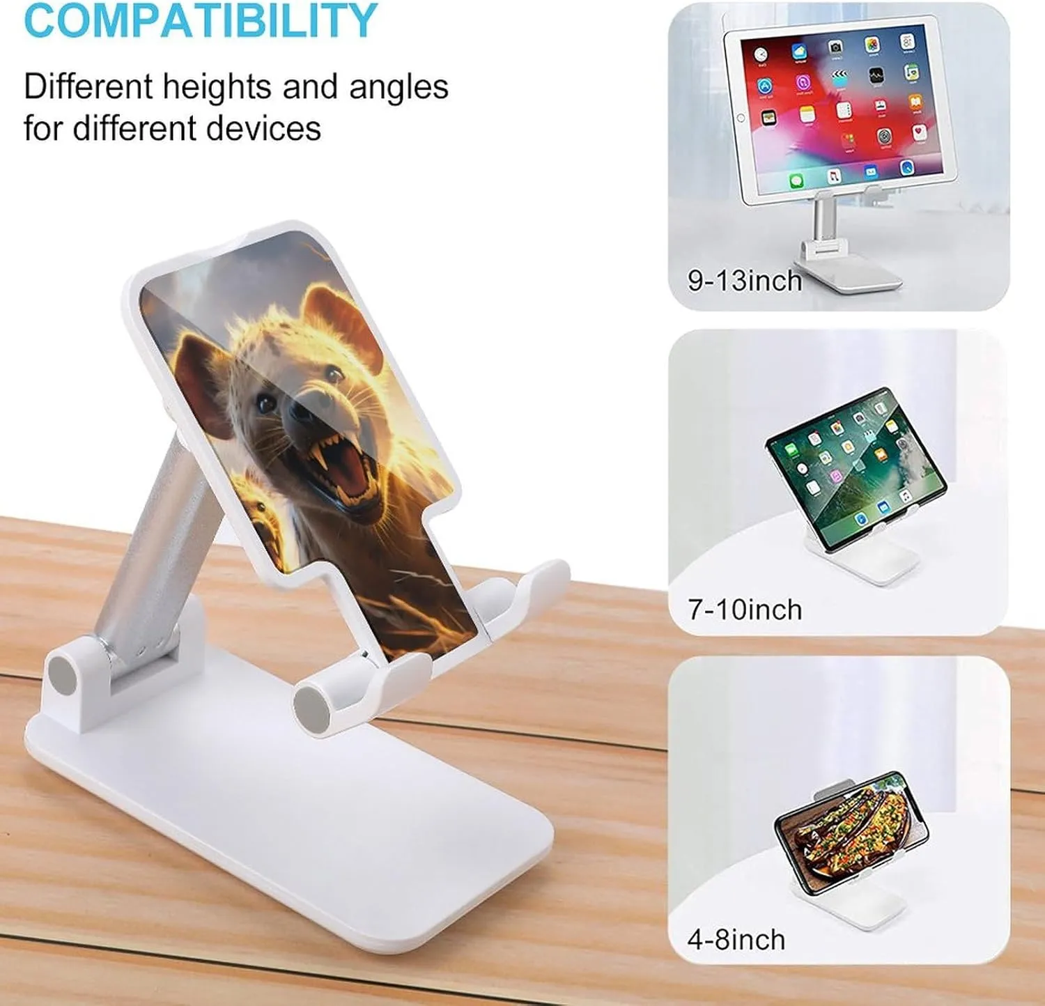 Hyenas Waiting for Predation Foldable Cell Phone Stand for Desktop Portable Adjustable Table Phone Holder Travel Accessories