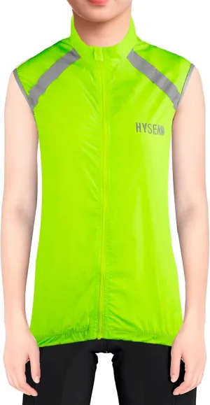 Hysenm Men's Cycling Vest High Visibility Reflective Bike Vest Sleeveless Running Wind Vest - Lightweight Bicycle Gilet