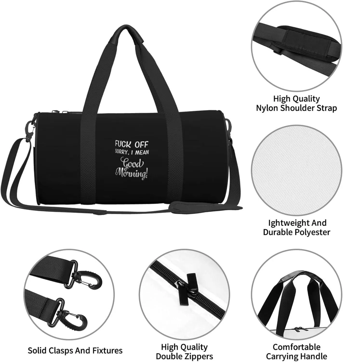 I Don'T Mean To Be Rude But Shut Up And Fuck Off Travel Luggage Duffel Bag Sports Rolling Foldable Duffel Bag, Black