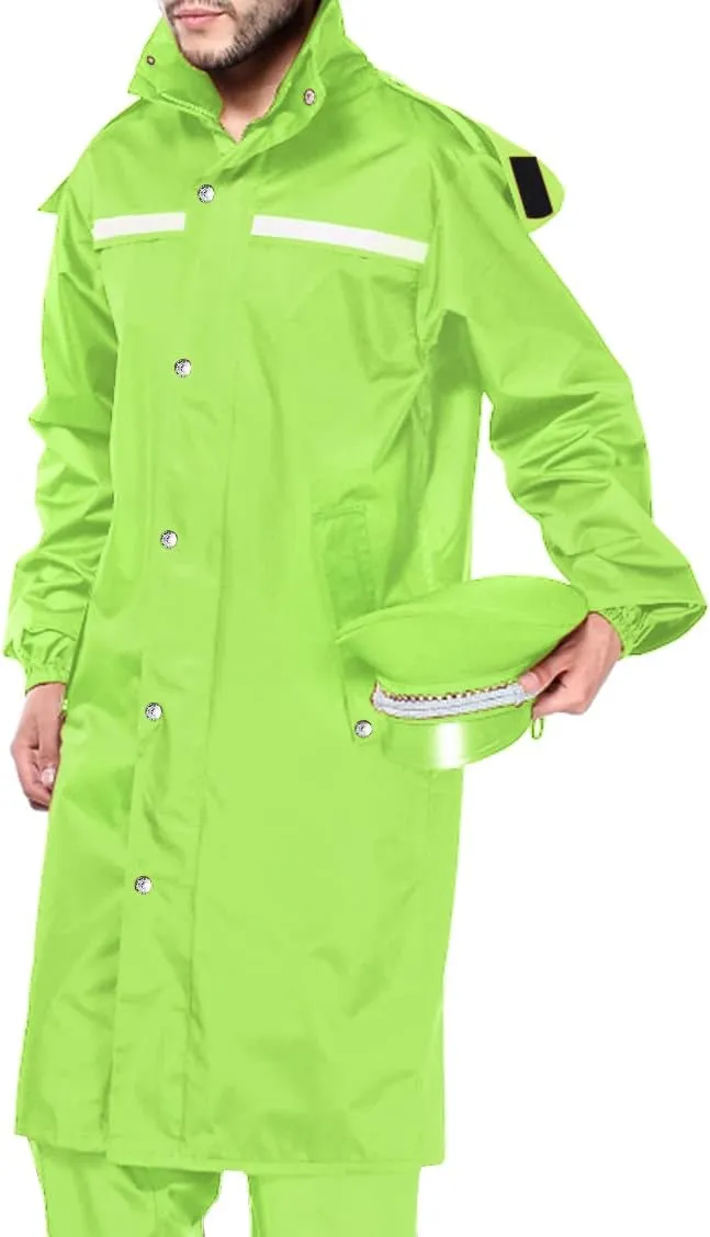 iCreek Raincoat Waterproof Long Rain Jacket Lightweight Rainwear Reflective with Packable Hood for Men Women Adults