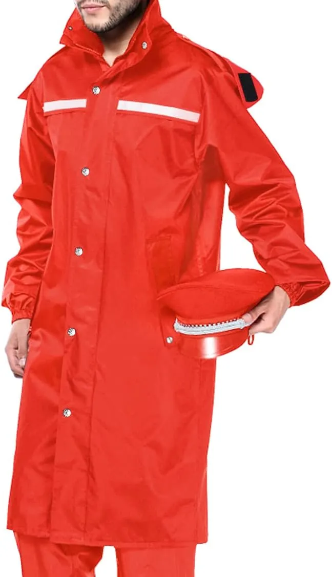iCreek Raincoat Waterproof Long Rain Jacket Lightweight Rainwear Reflective with Packable Hood for Men Women Adults