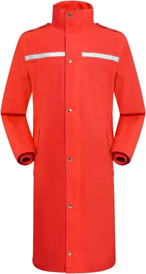 iCreek Raincoat Waterproof Long Rain Jacket Lightweight Rainwear Reflective with Packable Hood for Men Women Adults