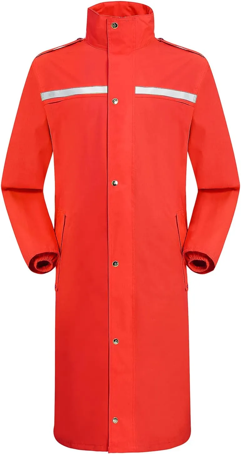 iCreek Raincoat Waterproof Long Rain Jacket Lightweight Rainwear Reflective with Packable Hood for Men Women Adults