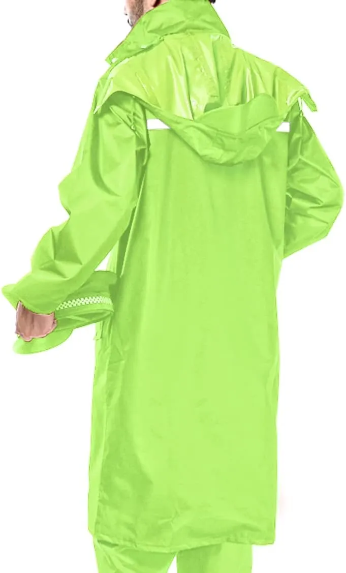 iCreek Raincoat Waterproof Long Rain Jacket Lightweight Rainwear Reflective with Packable Hood for Men Women Adults