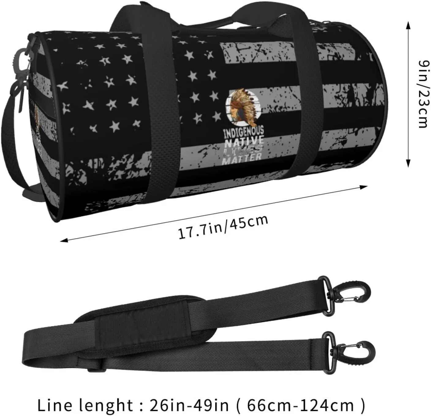 Indigenous Native Lives Matter Travel Luggage Duffel Bag Sports Rolling Foldable Duffel Bag, Black