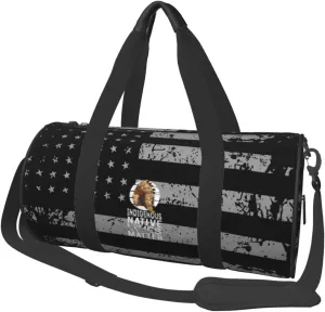 Indigenous Native Lives Matter Travel Luggage Duffel Bag Sports Rolling Foldable Duffel Bag, Black