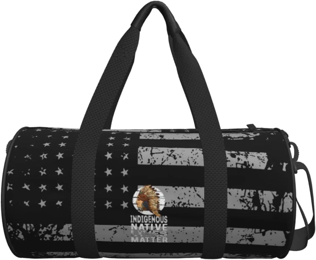 Indigenous Native Lives Matter Travel Luggage Duffel Bag Sports Rolling Foldable Duffel Bag, Black