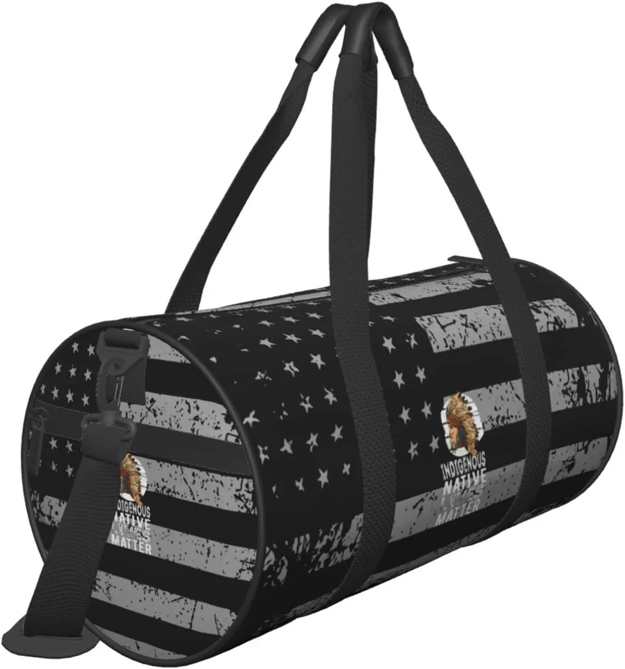 Indigenous Native Lives Matter Travel Luggage Duffel Bag Sports Rolling Foldable Duffel Bag, Black