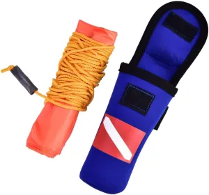 Inflatable Safety Sausage Tube, Scuba Surface Marker Buoy Diving Underwater Signal Flag Tube Snorkeling Storage Bag Dive Reel High Visibility PVC Diver Emergency Sports Float Pouch Gear Accessories