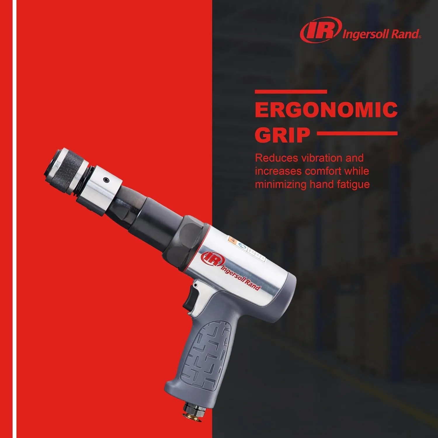 Ingersoll Rand 119MAXK Vibration Reduced Long-Barrel Air Hammer 5-Piece Chisel Set, 2,530 BPM, 3-1/2" Stroke, Round Shank