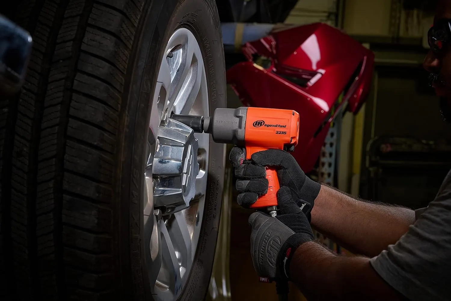 Ingersoll Rand 2235TIMAX-O 1/2" Air Impact Wrench, 1350 ft-lb Torque, Titanium Hammercase, Friction Ring Retainer, Pistol, Orange
