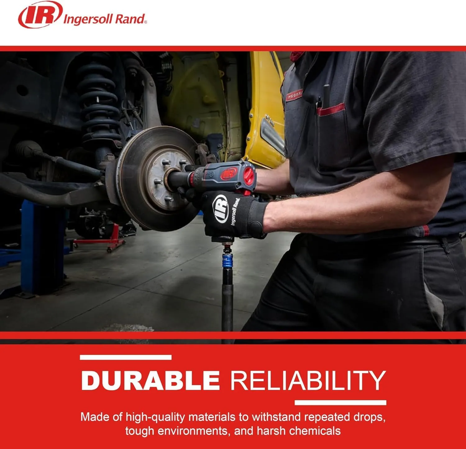 Ingersoll Rand 2236QTIMAX DXS2 1/2" Air Impact Wrench, Quiet, 1,500 ft-lb Torque, Titanium Hammer Case, Friction Ring Retainer, Pistol, Interchangeable Anvil, Multifunctional Tool