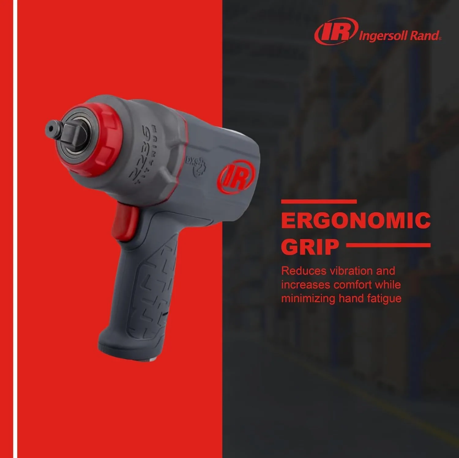 Ingersoll Rand 2236QTIMAX DXS2 1/2" Air Impact Wrench, Quiet, 1,500 ft-lb Torque, Titanium Hammer Case, Friction Ring Retainer, Pistol, Interchangeable Anvil, Multifunctional Tool