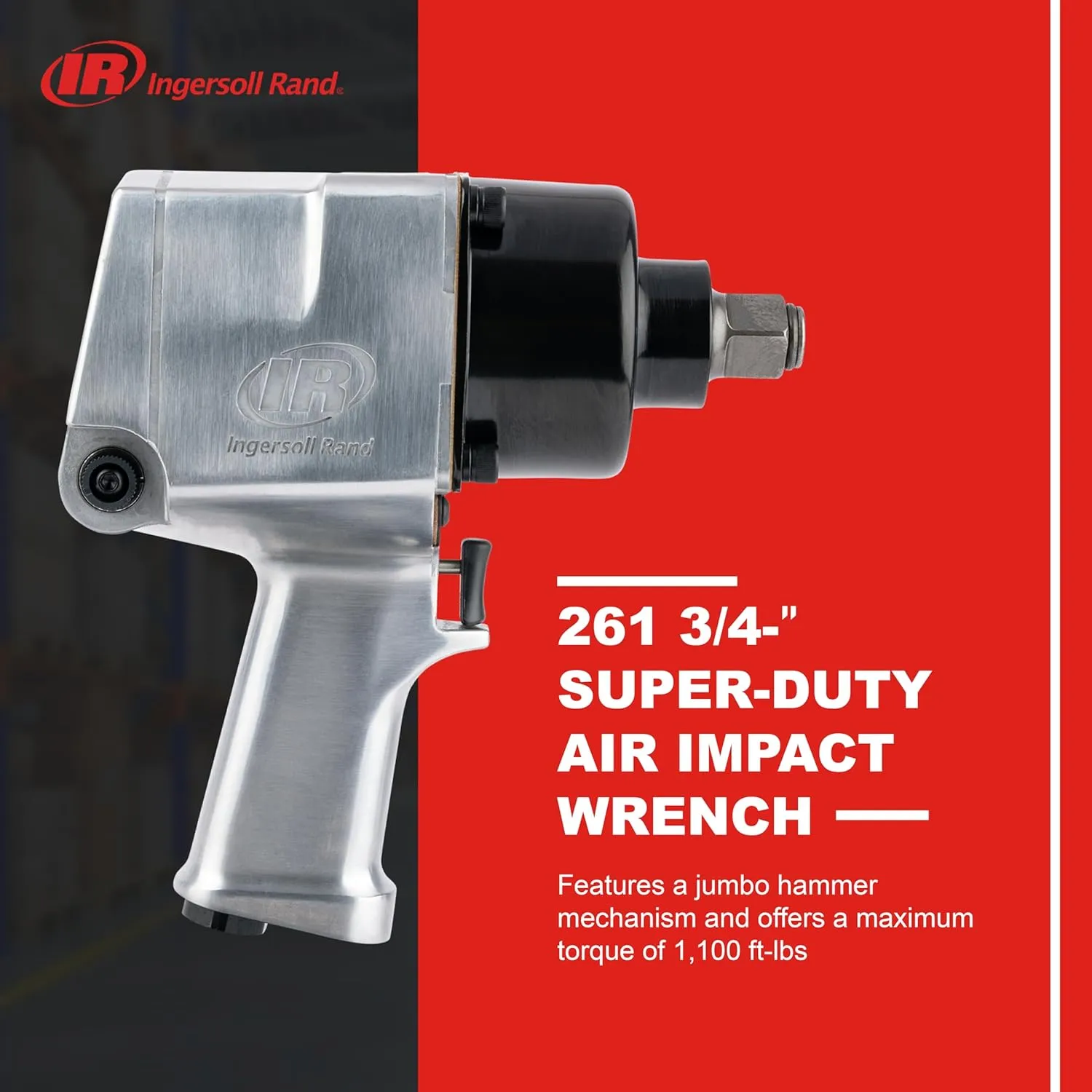 Ingersoll Rand 261 3/4" Air Impact Wrench, 1,100 ft-lbs Max Torque, Super Duty, Pistol Grip