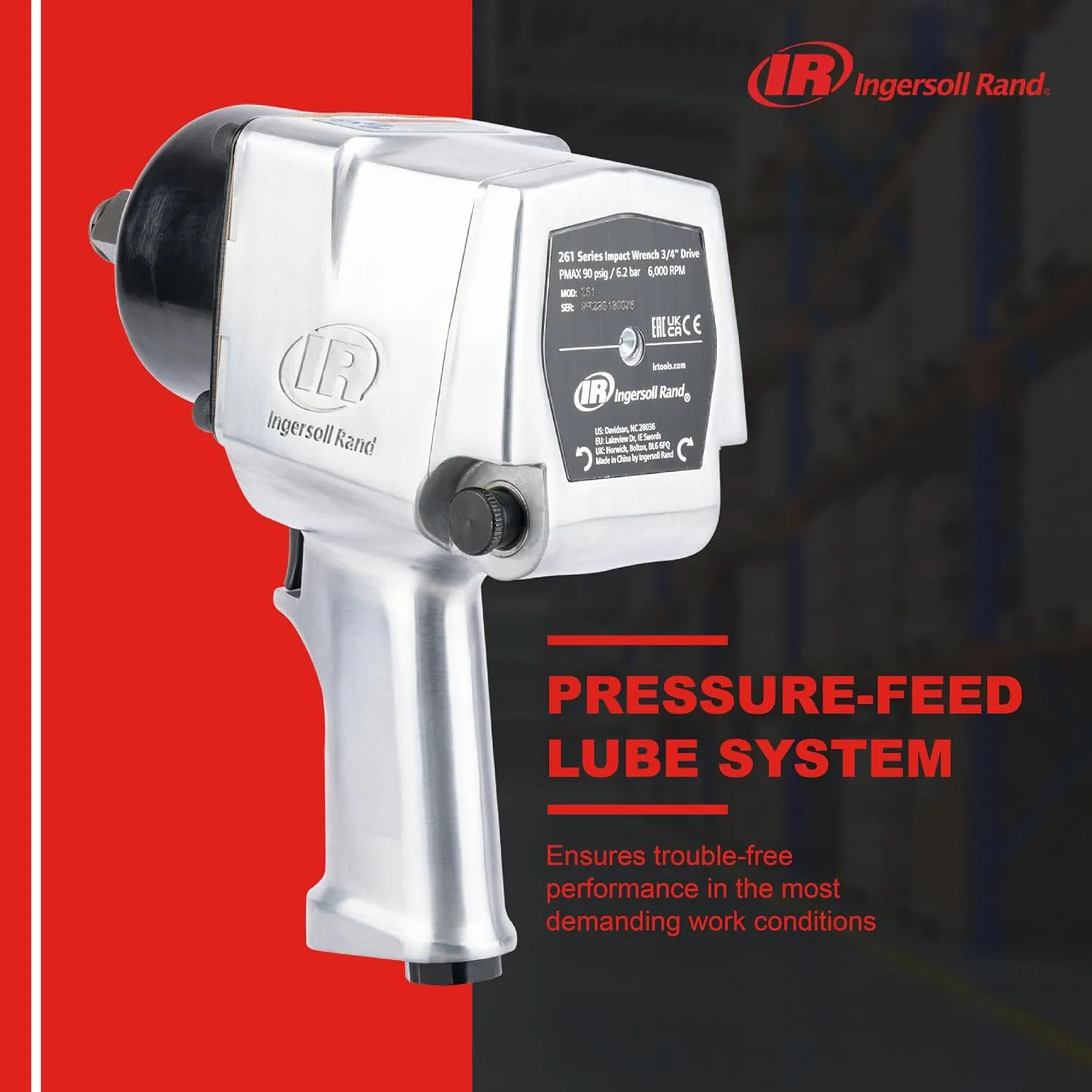 Ingersoll Rand 261 3/4" Air Impact Wrench, 1,100 ft-lbs Max Torque, Super Duty, Pistol Grip