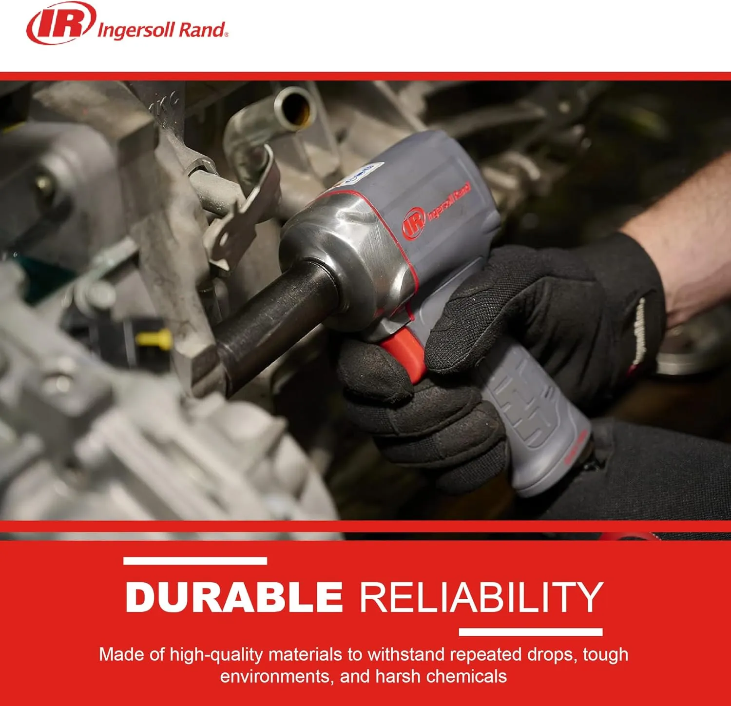 Ingersoll Rand 36QMAX 1/2 Air Impact Wrench, Quiet Technology, Torque Output Up to 640 ft lbs, Ultra Compact, Lightweight 2.4 lbs, Max Control, Gray