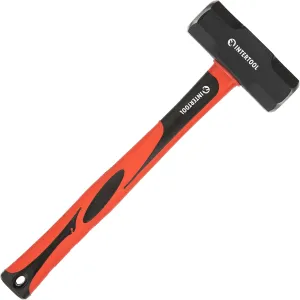 INTERTOOL 3lb Sledge Hammer - Slug Drilling Crack Hammer - Small Sledgehammer - Reinforced and Anti-Corrosive Coated Steel with 12” Shock Absorbing Fiberglass Handle - HT-0241