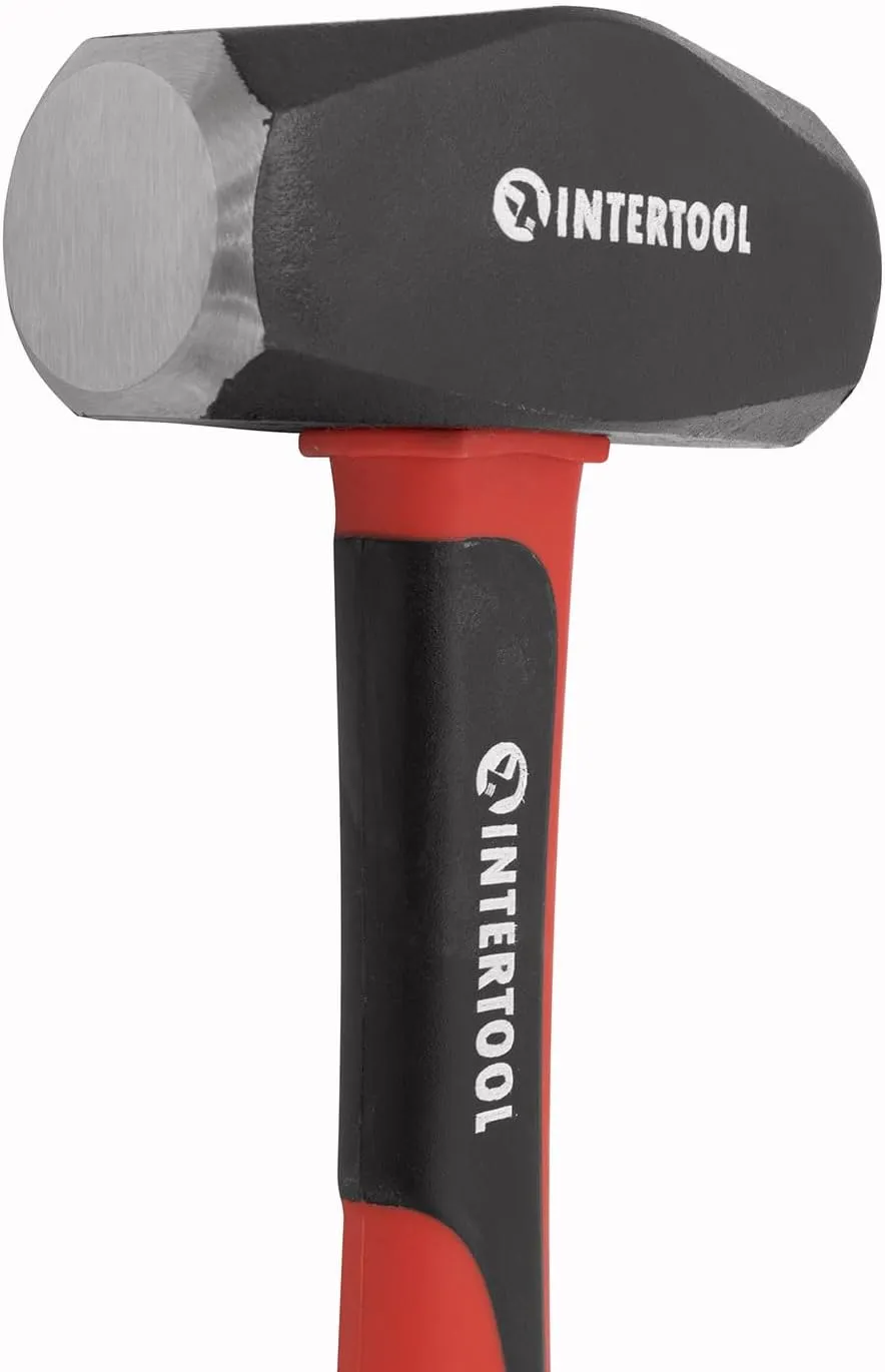 INTERTOOL 3lb Small Sledge Hammer 14.5” Club Drilling Hammer - Small Sledgehammer with Heavy-Duty Steel & Shock-Resistant Non-Slip Fiberglass Handle for Construction and Demolition - HT08-0246