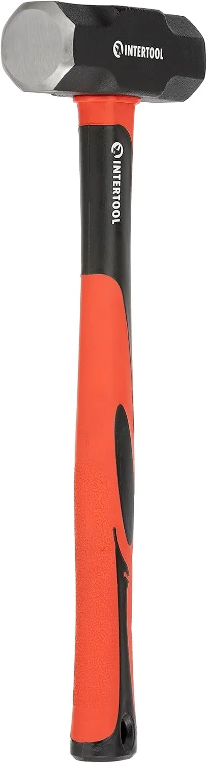 INTERTOOL 4lb Sledge Hammer - Drilling Crack Hammer - Small Slug Sledgehammer - Reinforced and Anti-Corrosive Coated Steel with 13” Shock Absorbing Fiberglass Handle - HT-0242