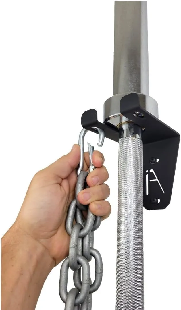 IRON AMERICAN Alpha Barbell Gym Wall Mount Storage 100  Pound Capacity - Multi-Use Barbell Wall Holder, Barbell Hanger 4.25 x 6.75 x 7.25 Inches - Holds Any Standard Olympic Barbell - Hardware Included