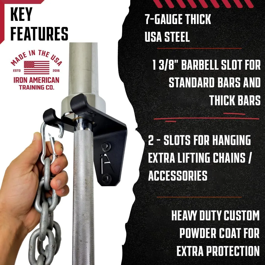 IRON AMERICAN Alpha Barbell Gym Wall Mount Storage 100  Pound Capacity - Multi-Use Barbell Wall Holder, Barbell Hanger 4.25 x 6.75 x 7.25 Inches - Holds Any Standard Olympic Barbell - Hardware Included