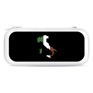 Italy Map Flag Portable Compatible with Switch Carrying Case Protector Bag with 15 Games Accessories White-Style, 26.5x12x3.5cm