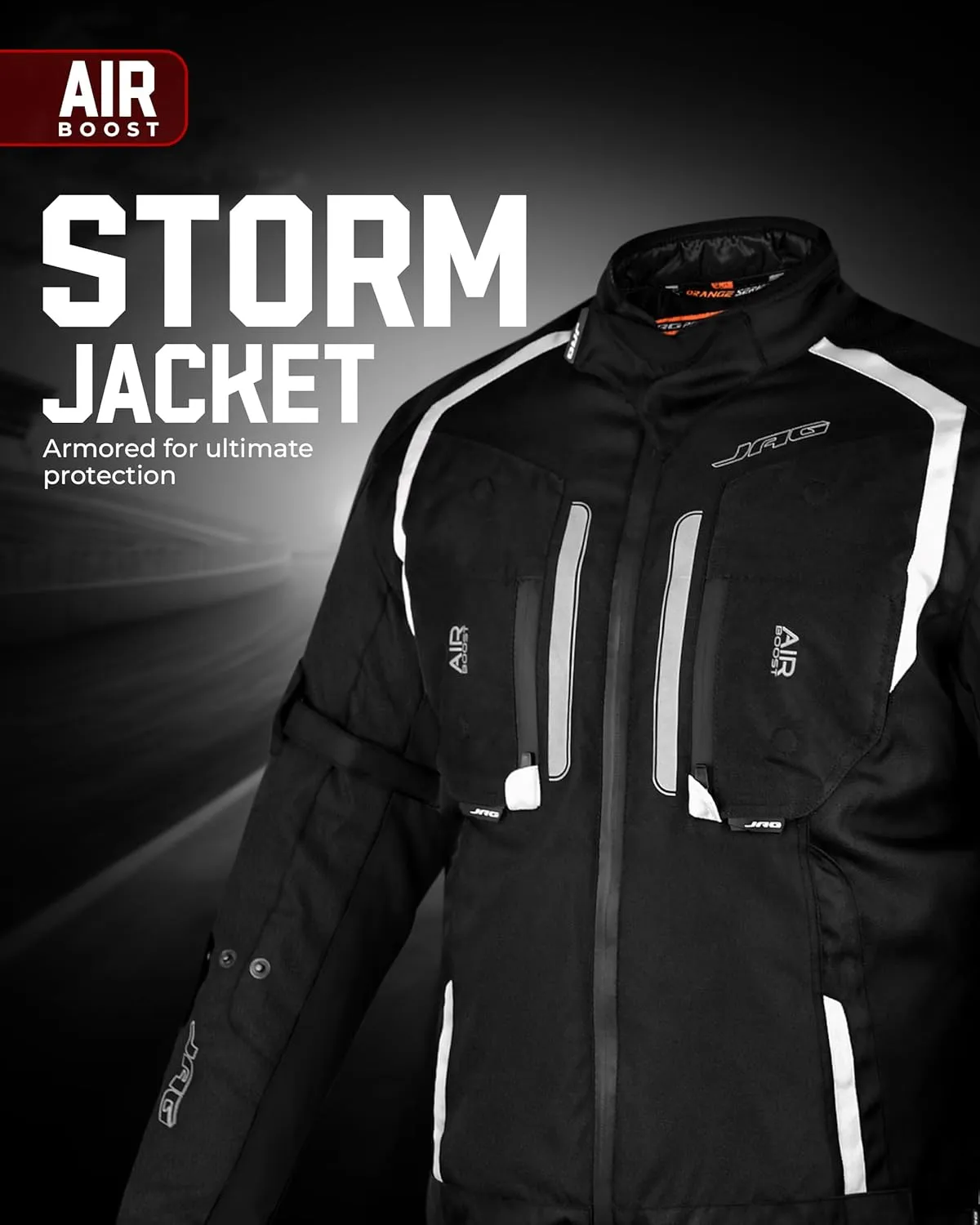 JAG Men's All Season Reflective Mesh Motorcycle Jacket | CE Armored Dual Sports Cordura Jacket with Removable Liner