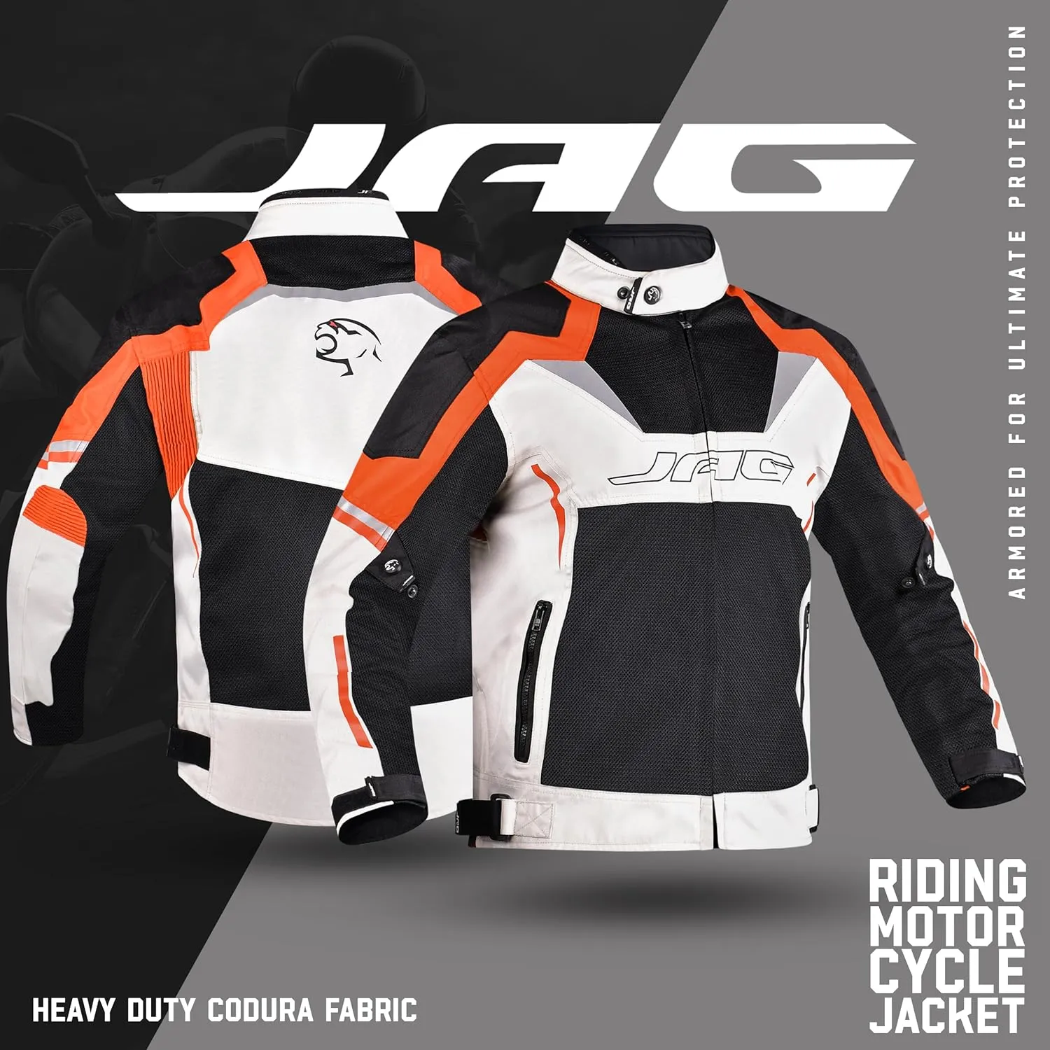 JAG Mesh Motorcycle Jacket-Biker Jacket-CE Level 1 Armor Motorbike Jacket Men-High Visibility Riding Jacket with Armor