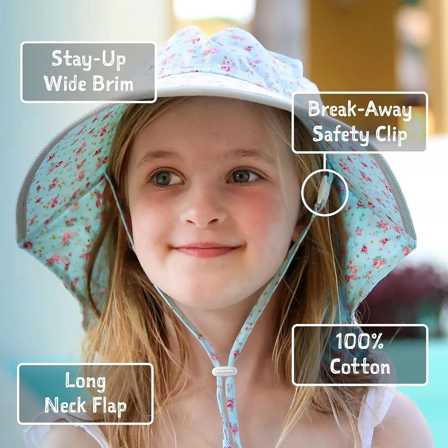 JAN & JUL Girls' Grow-with-Me Cotton Adventure Sun Hat with Large Brim