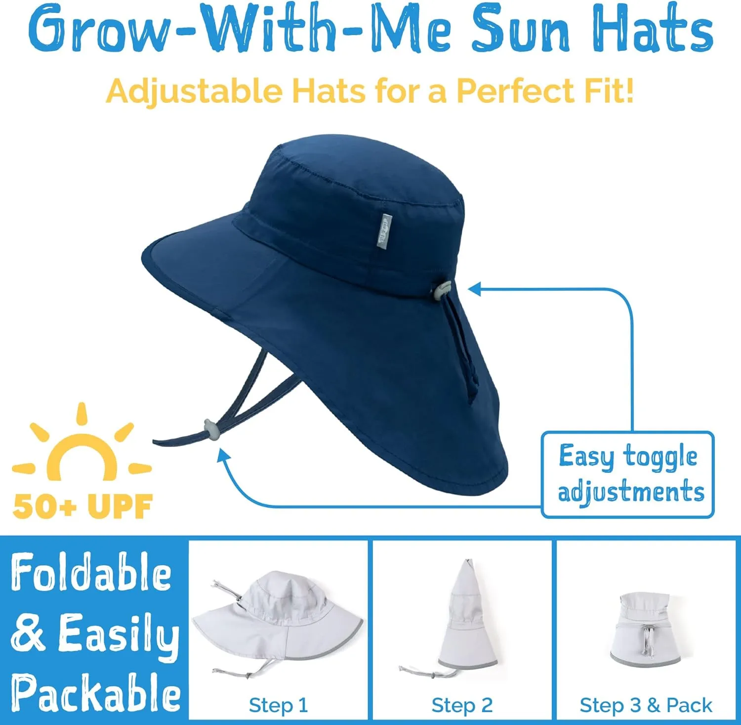 JAN & JUL Girls' Grow-with-Me Cotton Adventure Sun Hat with Large Brim