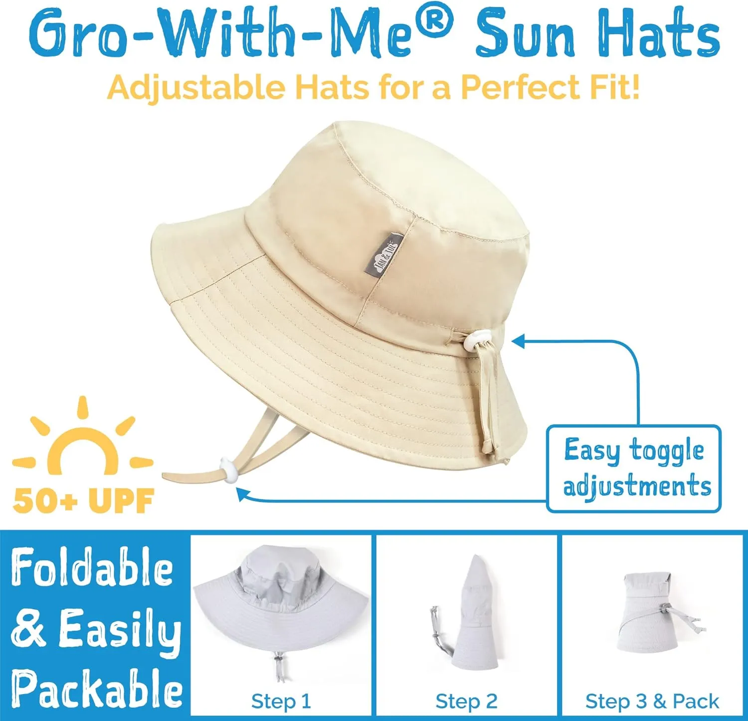 JAN & JUL Grow-with-Me Cotton Bucket Sun-Hat for Baby and Kids