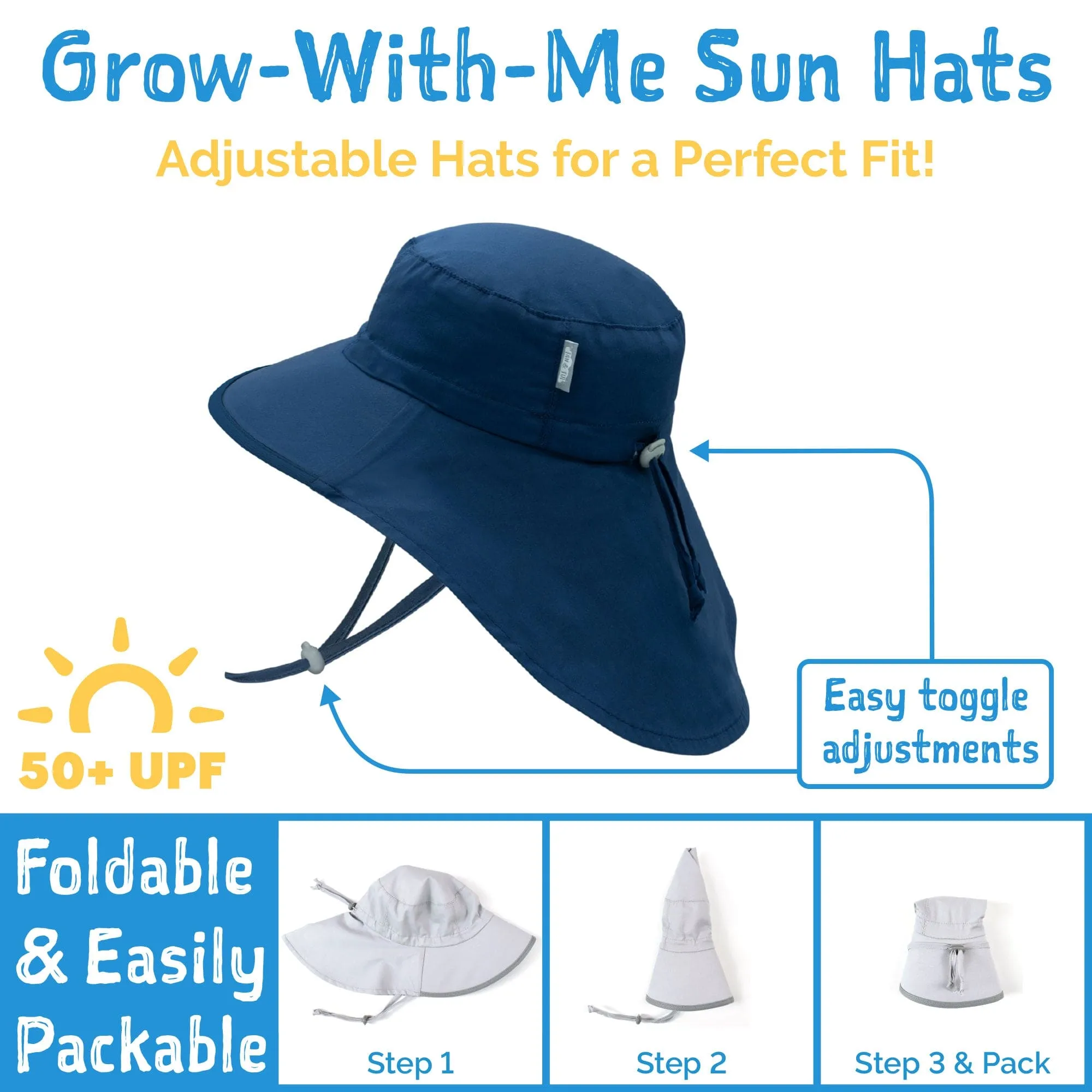 Jan & Jul Kids Gro-With-Me® Cotton Adventure UPF 50  Sun Hats