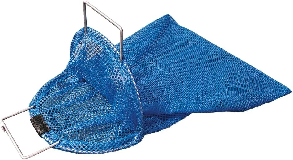 JCS 24x28 Galvanized Wire Handle Mesh Cath Bag with D-Ring - Heavy-Duty Polyethylene Shellfish & Bait Storage Bag for Marine Use