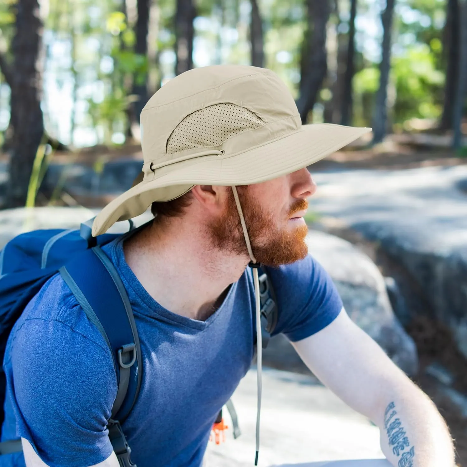 Jemez Wide Brim Boonie Hat with Neck Flap UPF 50  Sun Protection Breathable Safari Bucket Hat for Fishing Hiking