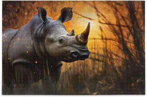 Jigsaw Puzzle 1000 Piece, Rhino Gold Grassland Educational Intellectual Decompression Puzzle Game Jigsaw Puzzle for Adult Active Thinking Party Entertainment, Family Games