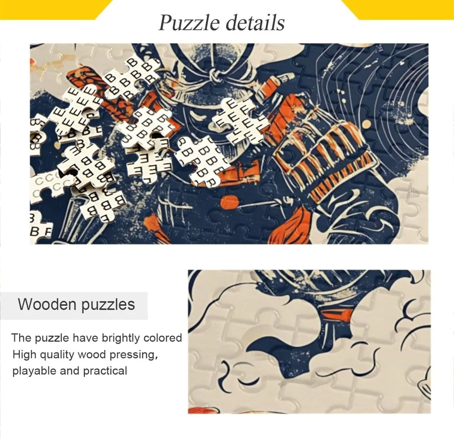 Jigsaw Puzzle Japanese Samurai Fish for Adults 500 Pieces, Extremely Challenging and Difficult Puzzle for Family Games, Party Entertainment, and Brain Teasing Fun