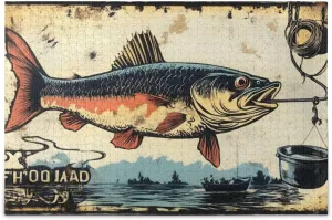 Jigsaw Puzzle Trout Fishing Vintage for Adults 1000 Pieces, Extremely Challenging and Difficult Puzzle for Family Games, Party Entertainment, and Brain Teasing Fun