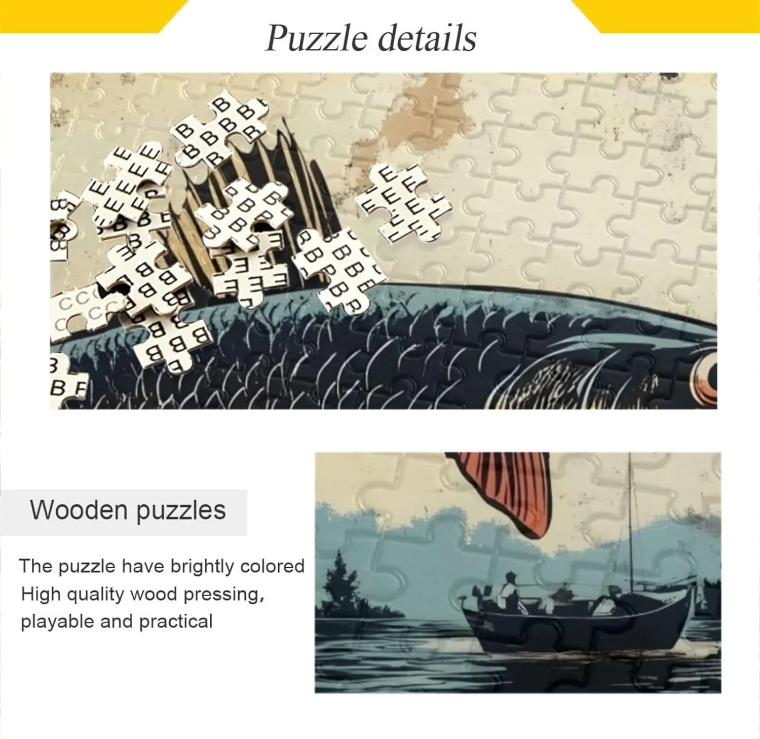 Jigsaw Puzzle Trout Fishing Vintage for Adults 1000 Pieces, Extremely Challenging and Difficult Puzzle for Family Games, Party Entertainment, and Brain Teasing Fun