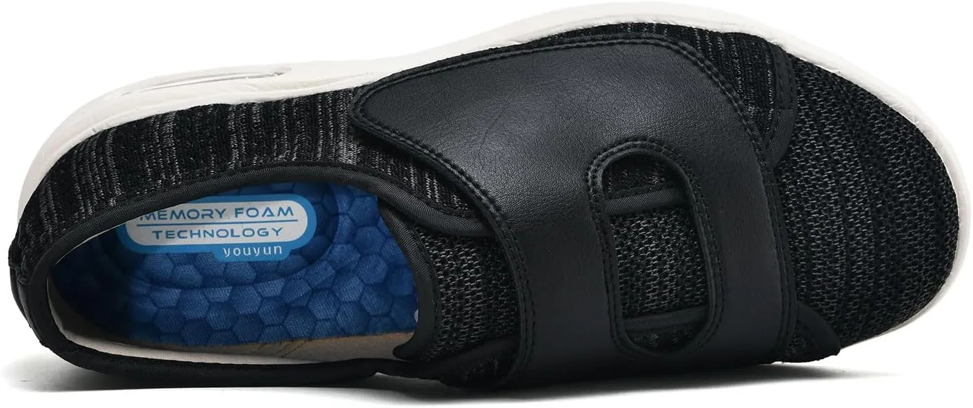 JITUUE Diabetic Shoes for Elderly Men Large Size Wide Adjustable Closure for Men Walking Shoes Edema Plantar Fasciitis Bunions Arthritis Swollen Feet Seniors Tennis Skechers