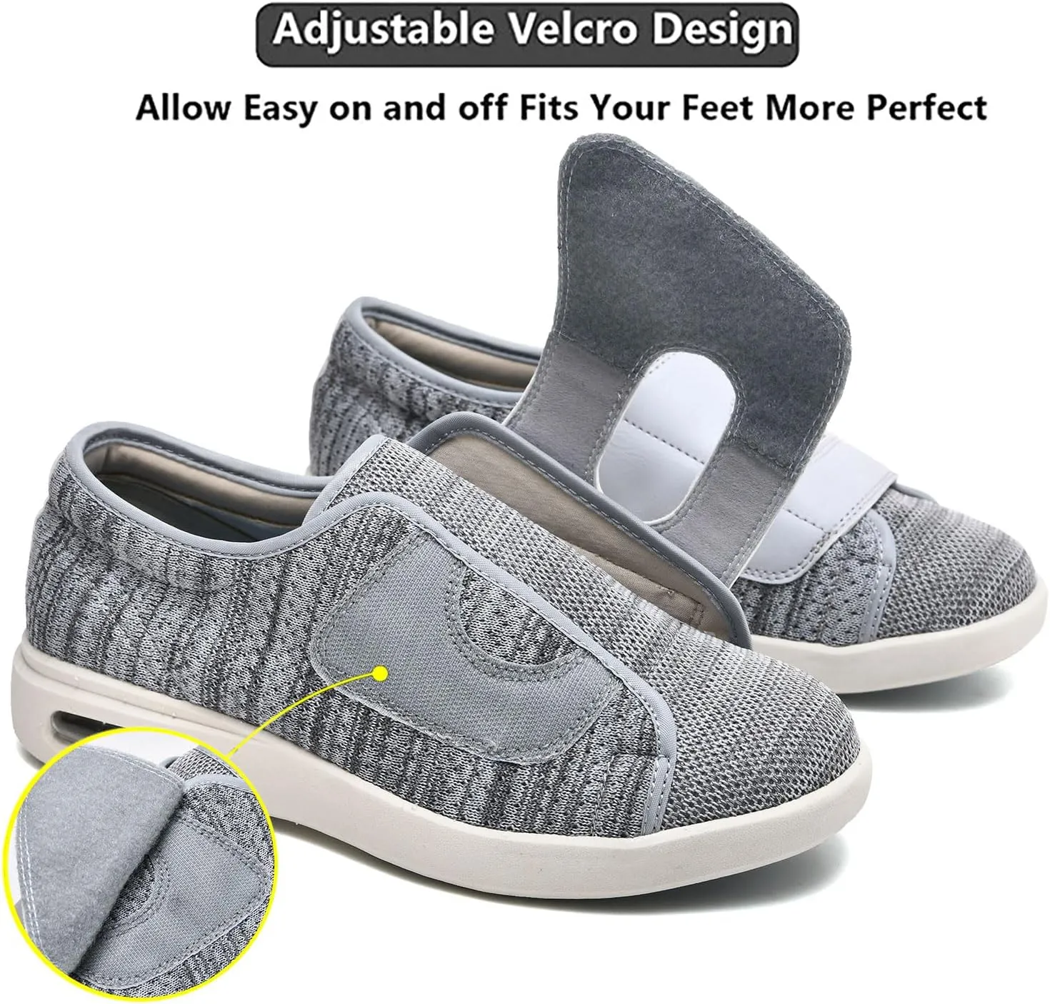 JITUUE Diabetic Shoes for Elderly Men Large Size Wide Adjustable Closure for Men Walking Shoes Edema Plantar Fasciitis Bunions Arthritis Swollen Feet Seniors Tennis Skechers